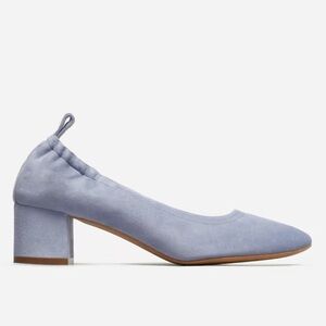 Everlane The Day Heel in Narrow Fit Sz 11 Blue Suede Italian Leather Shoes